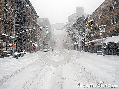 New York City during snow storm Editorial Stock Photo