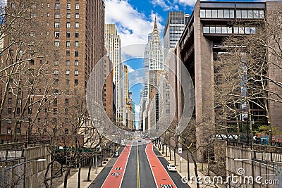 New York City street and architecture scenic view, East 42nd street Editorial Stock Photo
