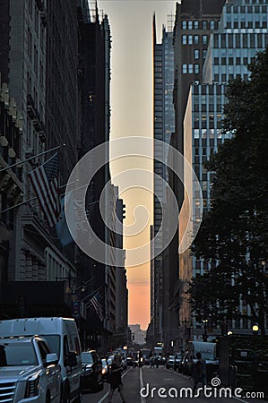 New York City Streets Sunset Evening Time Editorial Stock Photo