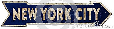 New York City Streetsign Arrow Vintage Stock Photo
