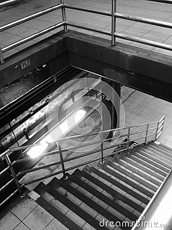 New York City subway stairs Stock Photo