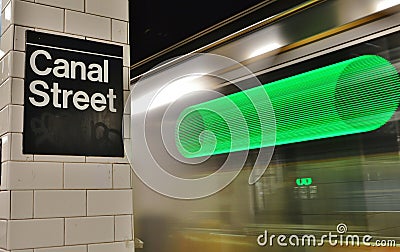 New York City Subway Station Canal Street MTA Platform Fast Speed Train Editorial Stock Photo