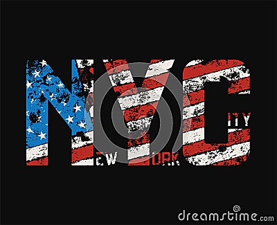 New York City t-shirt and apparel design with grunge effect. Vector Illustration