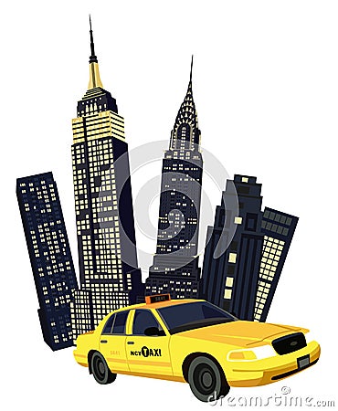 New York City Taxi Vector Illustration