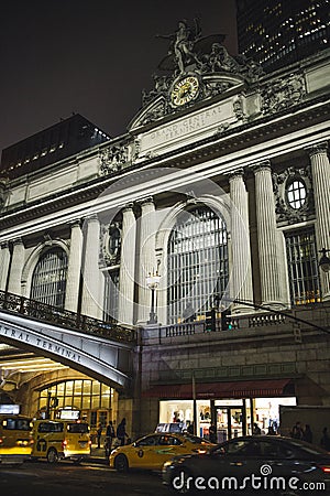 New York City taxi traffic on the way to Grand Central Terminal Stock Photo