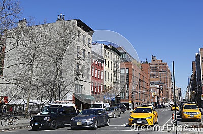 New York City Taxis at Ninth Avenue in Lower Manhattan. Editorial Stock Photo