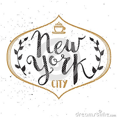 New York City Template Hand Drawn Calligraphy Pen Brush Vector Vector Illustration