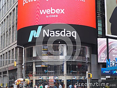 NASDAQ Stock Exchange in Times Square Manhattan Editorial Stock Photo