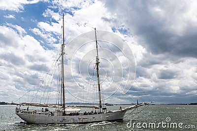 Sailboat sailing in front of New York City, USA Editorial Stock Photo