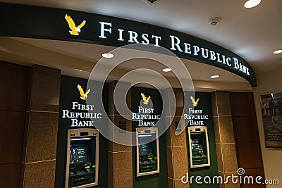 Branch office of First Republic Bank in New York, USA Editorial Stock Photo