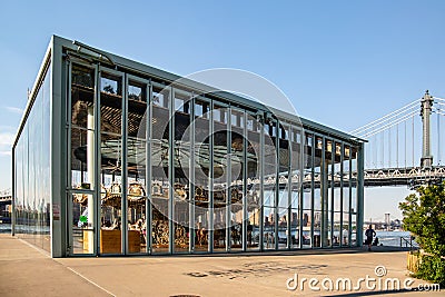 New York, City / USA - JUL 10 2018: Jane`s Carousel at clear day Editorial Stock Photo