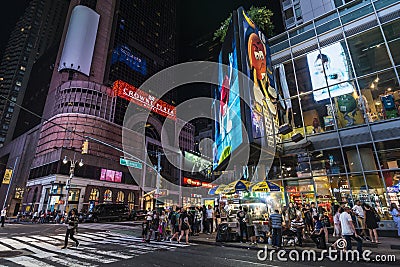 Broadway Avenue at night in New York City, USA Editorial Stock Photo