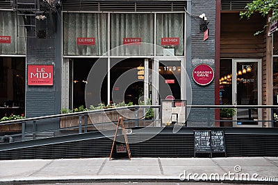 Le Midi Karaoke Cave Facade. Bar and Restaurant in New York Editorial Stock Photo