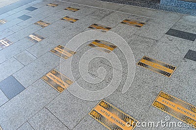 New York City, USA - June 10, 2017: plates with celebrities names in front of The Apollo Theater Editorial Stock Photo