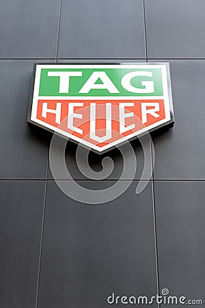 New York City, USA - March 26, 2024: TAG Heuer Swiss watch company store logo in Manhattan Editorial Stock Photo