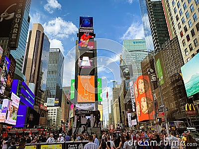 Times Square is an Iconic Street of New York City. Street View Editorial Stock Photo