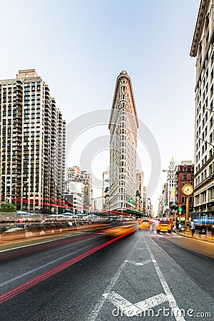 NEW YORK CITY USA Motion blurred traffic in Editorial Stock Photo