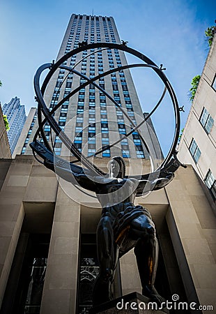 New York CityRockefeller Center With Atlas Statue Editorial Stock Photo