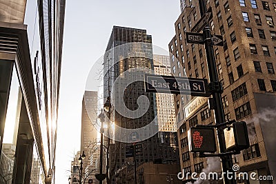 New York famous avenue with sunset light Editorial Stock Photo