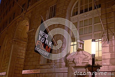 new york film academy banner hanging on the wall Editorial Stock Photo