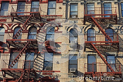 New York City Fire Escapes Stock Photo