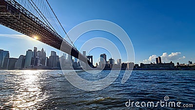 New York - Iconic Brooklyn Bridge connecting New York City's urban landscape Editorial Stock Photo