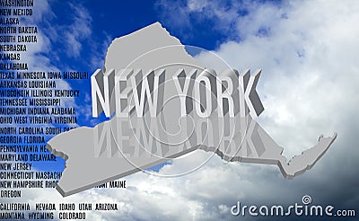 New York inscription on sky background Cartoon Illustration