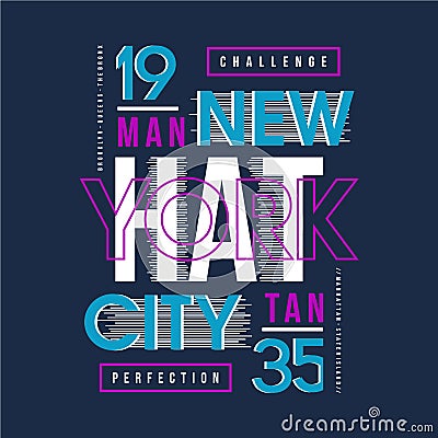 New york, manhattan text frame graphic design t shirt vector art Vector Illustration