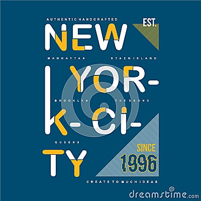 New york, manhattan text frame graphic design t shirt vector art Vector Illustration