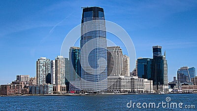 New York, Manhattan, USA. Seen from Liberty Island. Stock Photo