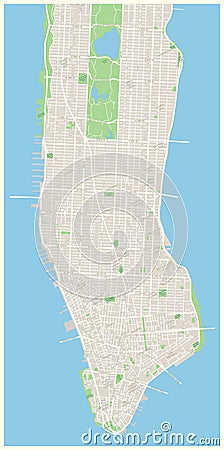 New York Map - Lower and Mid Manhattan. Vector Illustration