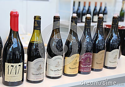French wines on display at Vinexpo New York in Javits Convention Center Editorial Stock Photo