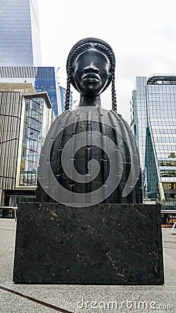 Simone Leigh`s Brick House sculpture at the High Line elevated park in Manhattan Editorial Stock Photo