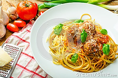 New York meatballs pasta Stock Photo