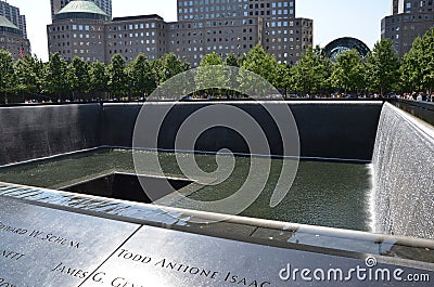 New York memorial or monument with water Editorial Stock Photo