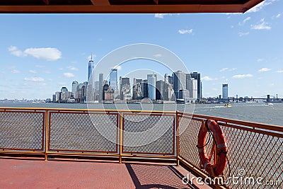 Manhattan from the Staten Island Ferry Editorial Stock Photo