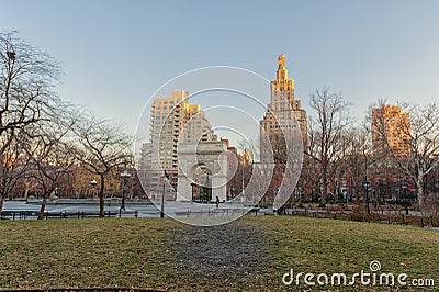 NEW YORK, NEW YORK - DECEMBER 27, 2013: Washington Square Park. Public park in the Greenwich Village neighborhood of Lower Manhatt Editorial Stock Photo