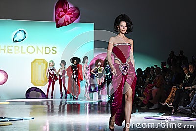 A model walks the runway wearing The Blonds Fall 23 Collection during New York Fashion Week Editorial Stock Photo