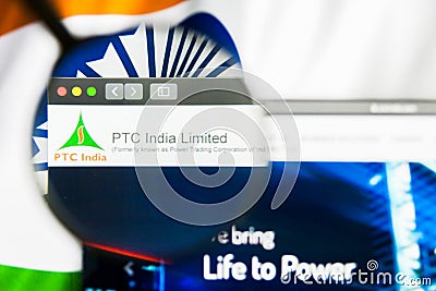 New York, New York State, USA - 21 May 2019: Illustrative Editorial of indian company PTC India website homepage. PTC Editorial Stock Photo