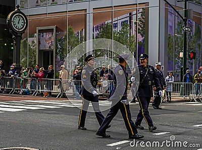 New York City Police Department officers were among those who participated in the 102nd Annual Veteran`s Day Parade Editorial Stock Photo