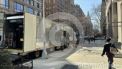 Mobile film studio in Manhattan Editorial Stock Photo