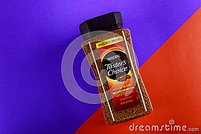 Nescafe jar instant granulated coffe brand of Nestle Editorial Stock Photo