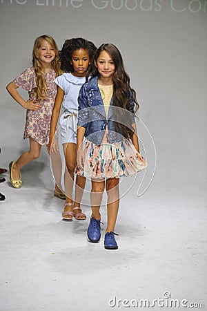 NEW YORK, NY - OCTOBER 18: Models walk the runway finale during the Anasai preview at petitePARADE Kids Fashion Week Editorial Stock Photo