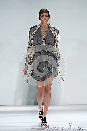 NEW YORK, NY - SEPTEMBER 05: Model Eve Delf walks the runway at the Zimmermann fashion show Editorial Stock Photo