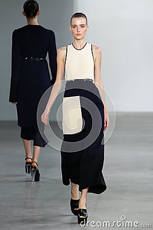 NEW YORK, NY - SEPTEMBER 11: Model Morta Kontrimaite walks the runway at the Calvin Klein Collection fashion show Editorial Stock Photo