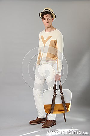 NEW YORK, NY - SEPTEMBER 06: A model poses at the Sergio Davila fashion presentation Editorial Stock Photo