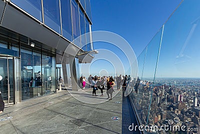 New York, NY / United States - Oct. 14, 2020: a landscape view of tourists enjoying the views of Manhattan from Editorial Stock Photo