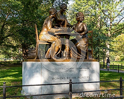 View of the Women's Rights Pioneers Monument, bronze figures of Sojourner Truth, Susan B. Editorial Stock Photo