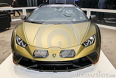 Lamborghini HuracÃ¡n Sterrato showing at New York International Auto Show Editorial Stock Photo