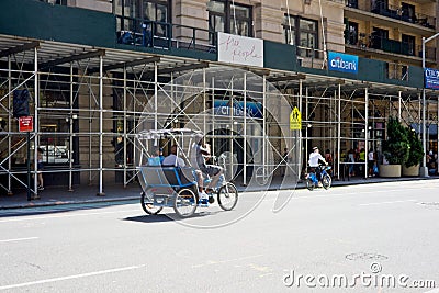 Pedicab on Fifth Ave in Manhattan Editorial Stock Photo